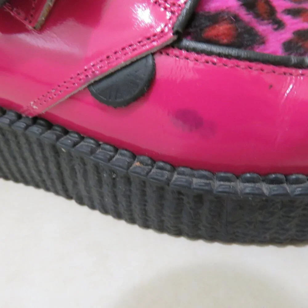 UNDERGROUND ENGLAND King Tut Pink Patent Leopard Print Pony Hair Creeper Shoes - Picture 9 of 16